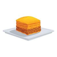 Delicious baklava resting on a square plate, a sweet culinary delight vector