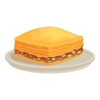 Square baklava piece resting on small plate vector