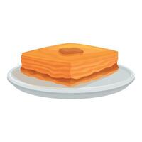 Delicious baklava pastry resting on a plate on white background vector