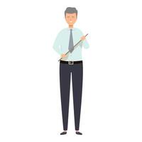 Teacher is standing and holding a wooden pointer vector