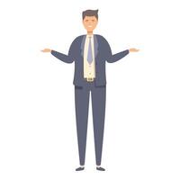 Businessman gesturing with open arms presenting something vector