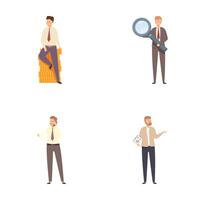 Set of businessmen in various poses with tools vector