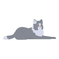 Grey cat with white spots lying and looking up vector