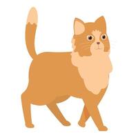 Ginger cat walking with tail up in cartoon style vector