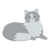 Grey long haired cat relaxing on white background vector