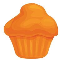 Delicious orange cupcake baking with rounded top vector
