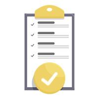 Clipboard showing completed checklist with check mark icon vector