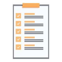 Clipboard showing completed checklist with check marks vector