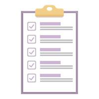 Clipboard showing completed checklist with check marks and progress bars vector