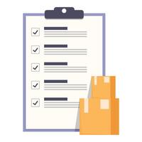 Clipboard showing delivery checklist with cardboard boxes and check marks vector