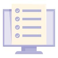 Computer showing checklist for online survey, exam, or interview vector