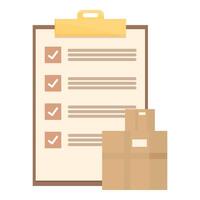 Clipboard showing checkmarked delivery checklist with cardboard boxes vector