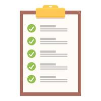 Clipboard showing completed tasks with check marks vector
