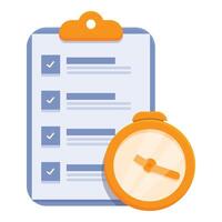 Clipboard with checklist and clock managing time for business tasks vector