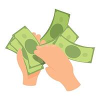 Person counting money, wealth, savings, and finance concept vector