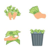 Set of money handling illustrations vector