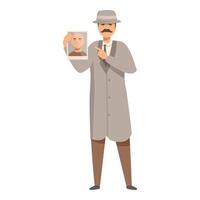 Detective holding photo of suspect and pointing at it with finger vector