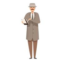 Detective taking notes in notebook standing with pen in hand vector