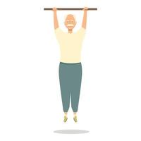 Senior man exercising and lifting himself on horizontal bar vector