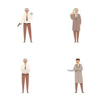Set of cartoon detective characters in various poses vector