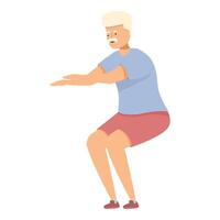 Elderly man is maintaining his physical health by doing squats vector