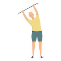 Senior man exercising with bar maintaining active lifestyle vector