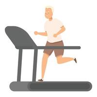Senior man running on treadmill enjoying healthy lifestyle vector