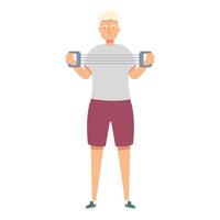 Senior man exercising with elastic band at home vector