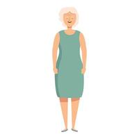 Happy senior woman standing and smiling cartoon character design vector