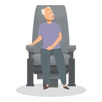 Senior man relaxing while traveling by plane or train vector
