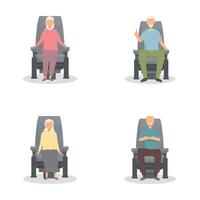 Senior citizens sitting in chairs set vector