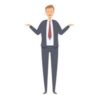 Smiling businessman presenting something standing with open palms vector