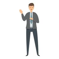 Businessman giving presentation pointing at something with hand gesture vector