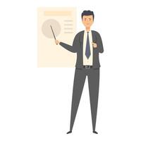 Confident businessman pointing at whiteboard giving presentation vector