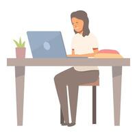 Young woman working from home office using laptop computer vector