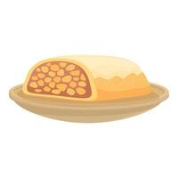 Apple pie lying on plate being served for dessert vector