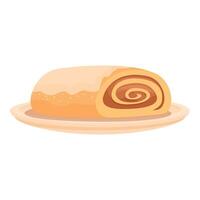Delicious swiss roll lying on plate covered with glaze vector