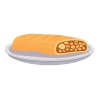 Freshly baked strudel resting on a plate vector