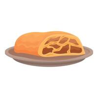 Apple strudel is lying on the plate and waiting vector