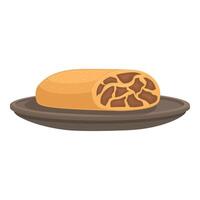 Delicious apple strudel lying on plate showing filling vector