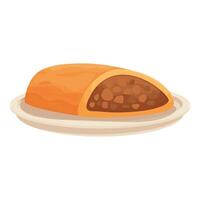 Freshly baked empanada resting on a plate vector