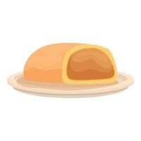 Delicious pie with filling resting on plate vector