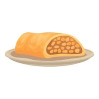 Delicious apple strudel resting on a plate vector