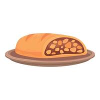 Delicious strudel with poppy seeds filling lying on plate vector