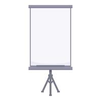 Blank projection screen standing on a tripod for presentations and home cinema vector