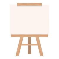 Wooden easel with blank canvas standing on white background vector