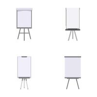 Set of blank flip charts on stands isolated on white vector