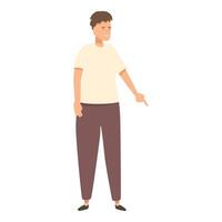 Young man pointing aside presenting something important vector