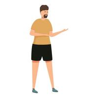 Young man showing something with his hands presenting something vector