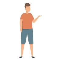 Young man presenting showing something in the empty space vector